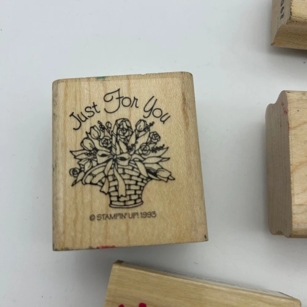 Stampin Up Vintage Wood Rubber Stamps Lot of 6 Just For You Friend To Friend 199